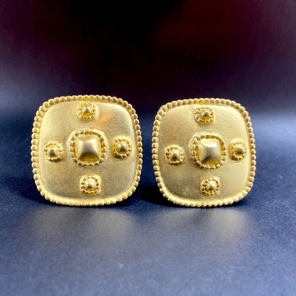Vintage Byzantine Big & Gold Square Earrings - Picture 16 of 16